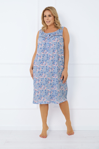 Нощна риза с разкопчани копчета, широка презрамка Италианска мода - принт