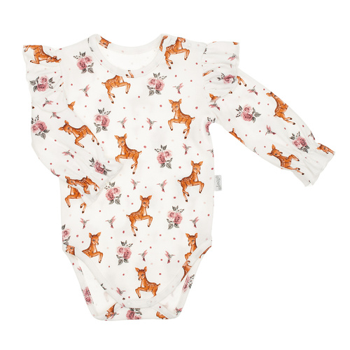 216098 Лала – Бебешко боди Nicol, памук, дълъг ръкав, волани