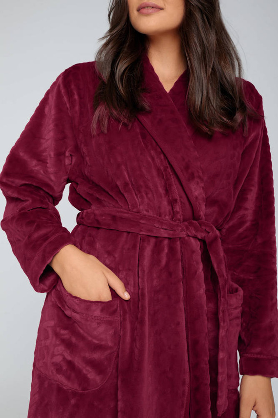 Дамски халат от полар Bona Италианска мода - бордо 