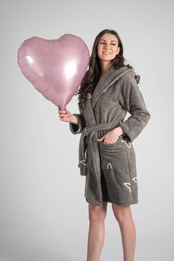 672 Пеперуди Къс дамски халат Forex - сив