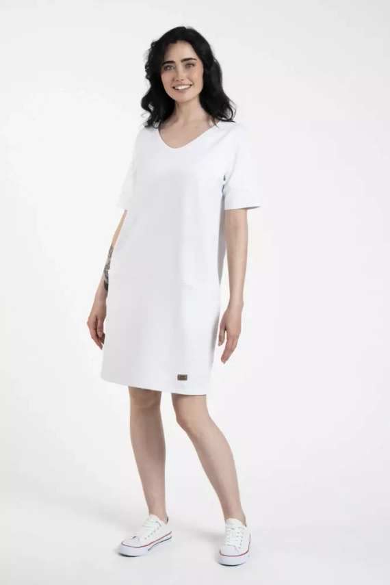 Karina Дамска туника с къс ръкав Италианска мода - бяла