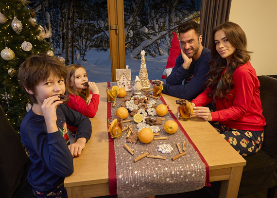 671/422 Дамска пижама Cornette с плюшено мече - Коледа, Червена, Памучна, С Дълъг Ръкав