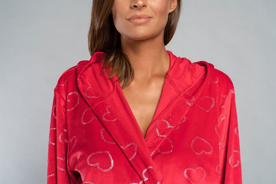 Elixir Дамски халат за баня с джобове Италианска мода - червен/принт 