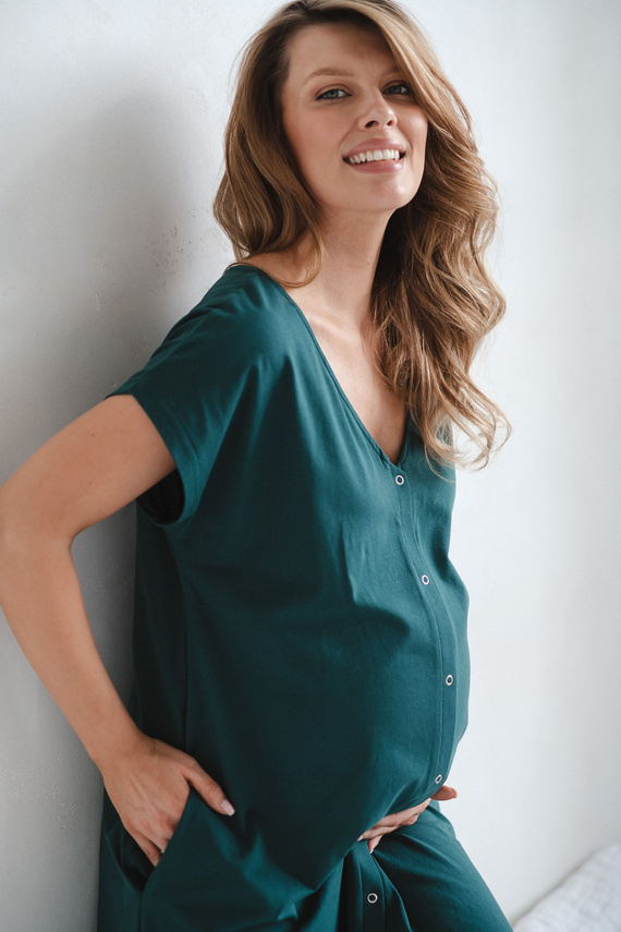 Риза за раждане и кърмене Born of Love Milk&Love с копчета green