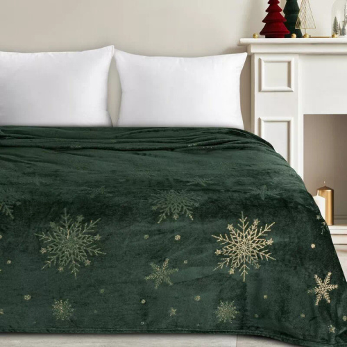 Коледно одеяло Eurofirany зелено – меко микрофибърно одеяло, 240 г/м²