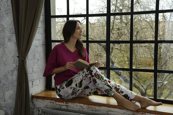 86668 Дамска пижама Nataly Чайка тъмно розови цветя