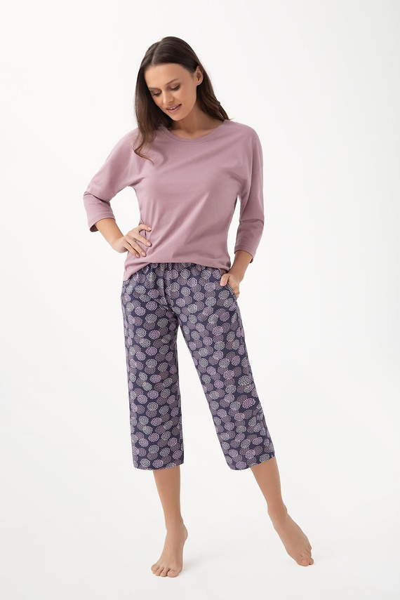 344 Дамска пижама Luna cocoa – памучна, 3/4 ръкави, удобна и дишаща