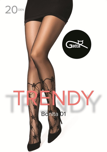 Gatta Trendy Bonita wz.01 20 den – черни дамски чорапогащи на цветя