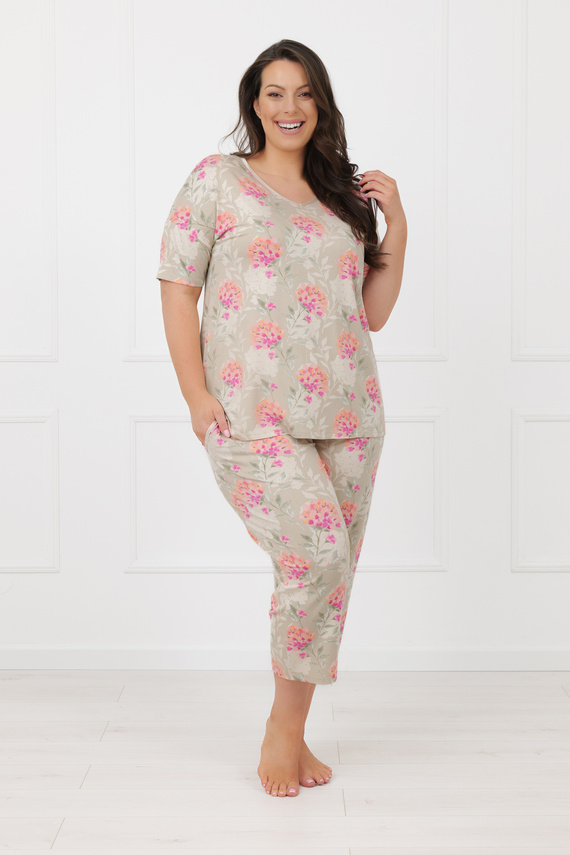 Дамска пижама HARMONIA Italian Fashion къс ръкав панталон 3/4 вискоза