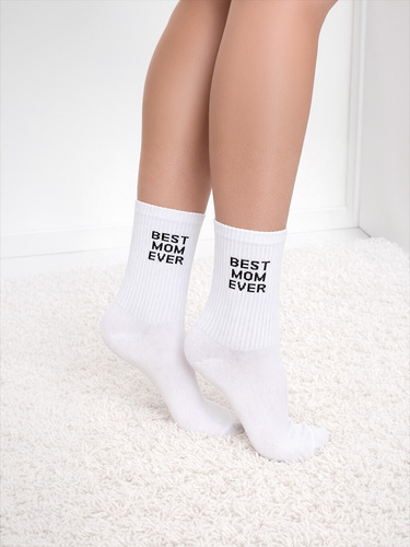 Дамски памучни чорапи Milena  0200-238 Mom Ever – удобни, рипсени white
