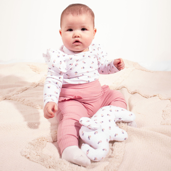 Боди за момиче Nicol 220097 – 100% памук, дълъг ръкав, цветен принт, пеперуди