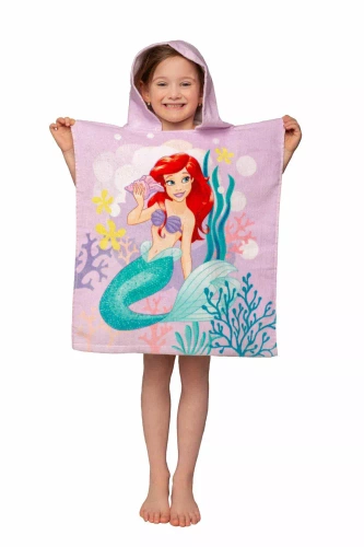 Детско пончо Ariel Mermaid pink Хавлия с качулка Disney Jf24 За басейн, плаж, баня Jerry Fabrics