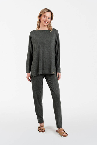 Akord Дамски комплект с дълъг ръкав и дълъг панталон Италианска мода - тъмен меланж 