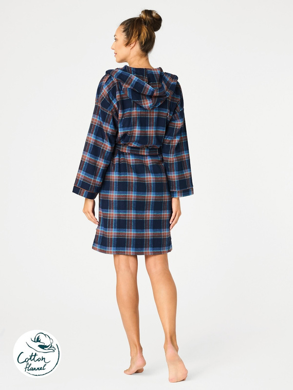 LGD 431 Дамски халат Key - тъмносин, фланелен памук, топъл и мек