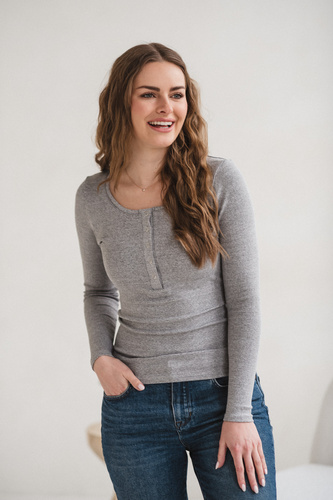 Блуза за бременни и кърмене Tummy Milk&Love вискоза light gray melange