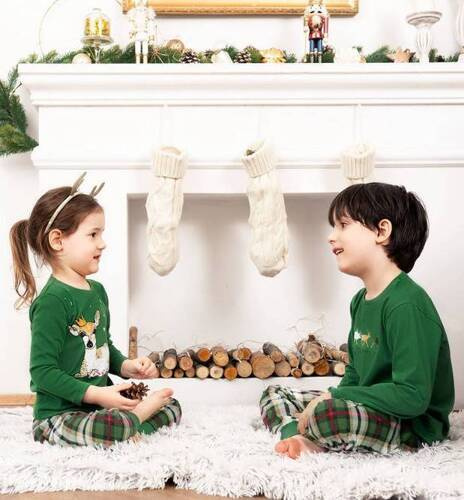 Детска пижама Zonda Италианска мода - зелена/принт