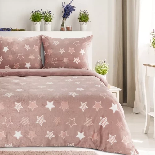 Flano 4 звезди спално бельо от велур Eurofirany прахово розово