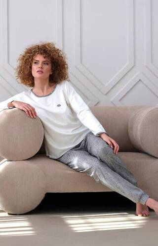 411 Дамска мека пижама Bella Cana - екрю