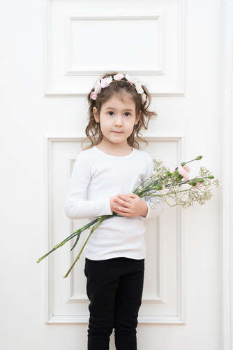 Tosia Тениска за момичета, дълъг ръкав Италианска мода - бяла 