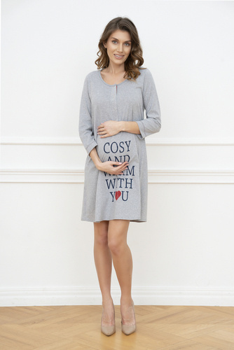 Тениска за бременност и кърмене Balm. 3/4 ръкав Italia Fashion - меланж