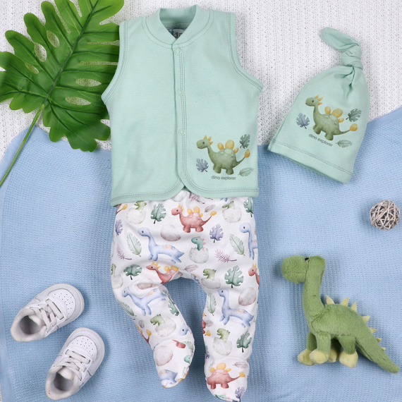 ABN-5579 Бебешка шапка Dino Explorer Nini – Органичен памук, мека и дишаща