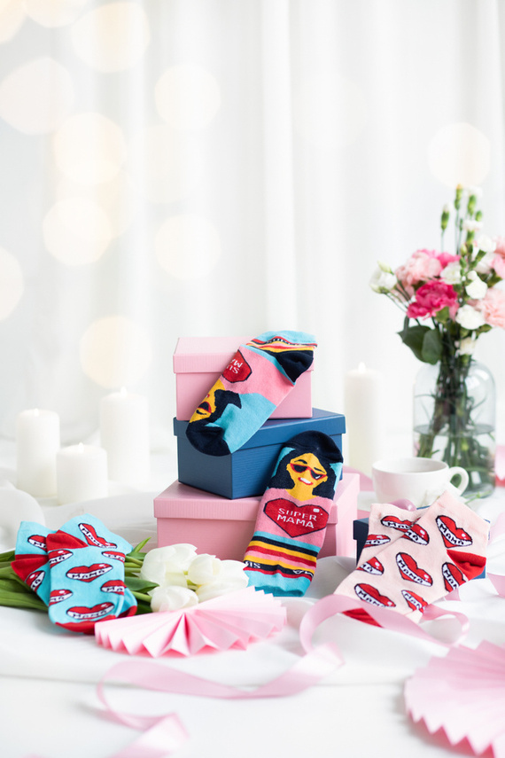 K89S Super Mama Чорапи за крака Италианска мода - тъмно синьо/цветни