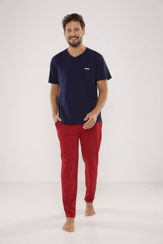 624 Кевин Forex Мъжка пижама - тъмносиньо-бордо