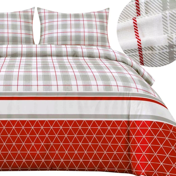 31516/1 Коледен комплект спално бельо от фланел Flannellove Darymex сиво-червено - комплект 100% памук, топъл и мек