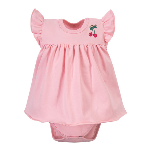Боди туника за момиче Eevi Cherry розова черешки памук