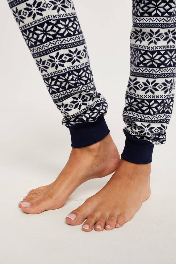 Arktyka Дамска пижама с дълъг ръкав и дълъг панталон Италианска мода - тъмносиньо/принт