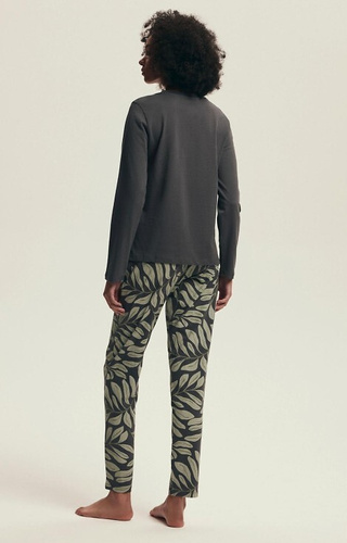 43685 Дамска пижама Danna Henderson Grey - Памучна, Ботанически принт