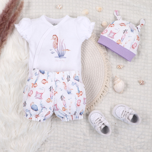 ABN-5474 Underwater World Nini плик боди бяло – органичен памук, къс ръкав