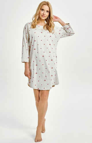 3431 Дамска риза Adele Taro, сиво – памук, плодов десен, 7/8 ръкав