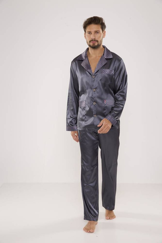 939 Мъжка сатенена сива пижама