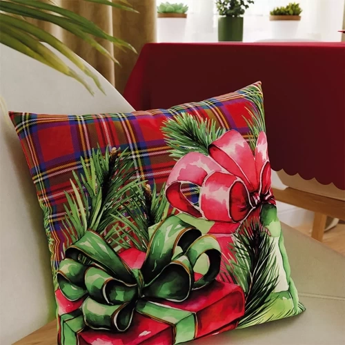 PBN284 Подаръци Коледна калъфка за възглавница Marquisette червена