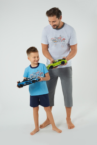 Junak Мъжки панталони с къс ръкав и 3/4 италианска мода - j.mélange/r.меланж