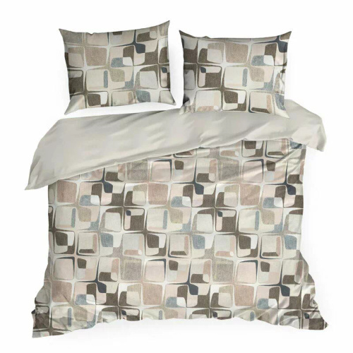 Пролет 36 геометрия сатен спално бельо евро завеси бежово