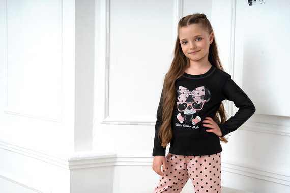 Bonilla Пижама за момичета Италианска мода - черна/принт 