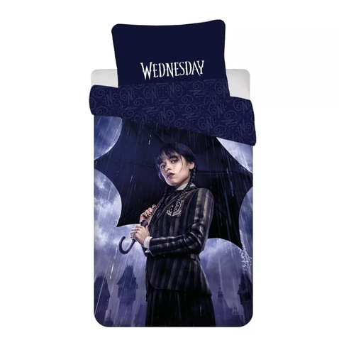 JF24 Wednesday Rain Детско памучно спално бельо Jerry Fabrics черно лилаво