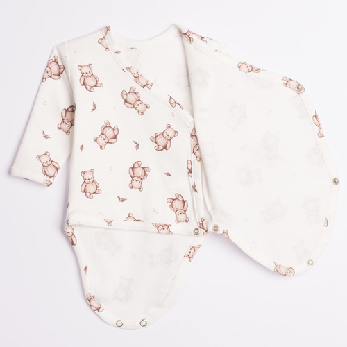 227094 Nicol BENEK боди с копчета, 100% памук, дълъг ръкав, крем с мечета
