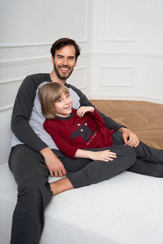 Morten Пижама за момчета Италианска мода burgundy/c.меланж