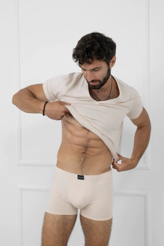 Мъжки боксерки Apollo Italian Fashion, бежови - памучни, еластични, вталени