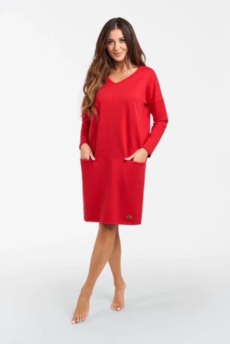 Karina дамска туника с дълъг ръкав Италианска мода - червено