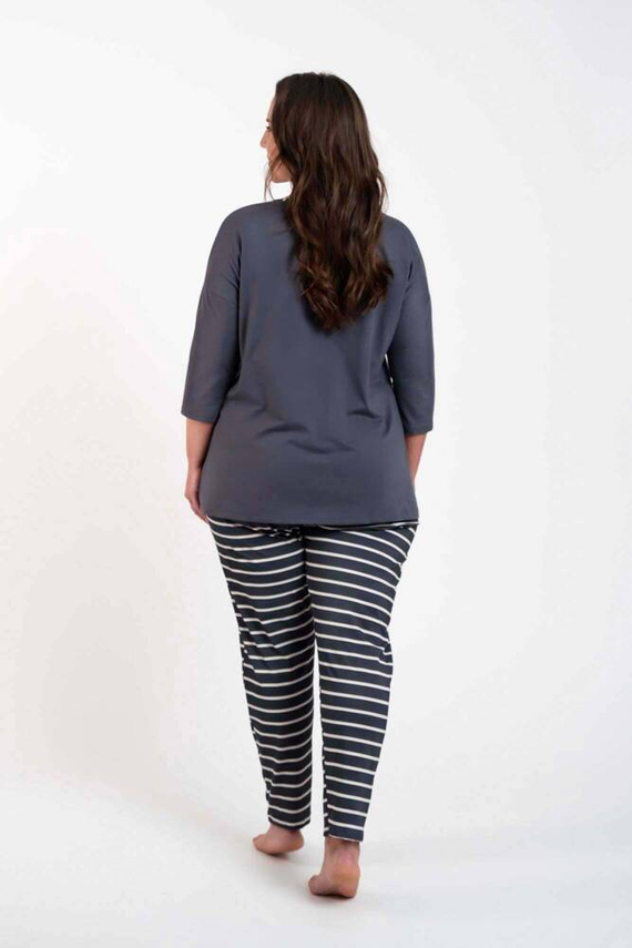 Betty Дамска пижама с 3/4 ръкав и дълъг панталон Италианска мода - графит/графит