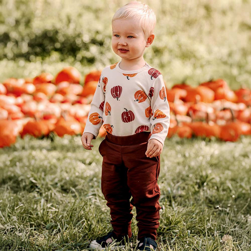 Бебешко боди „Хелоуин Иви“ – екрю, тикви, памук