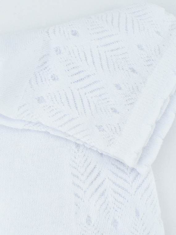 SB118 Чорапи Noviti от жакардови листа - бели