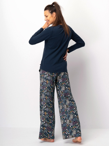 Дамска пижама Key LNS 571 тъмно синьо - памук, дълъг ръкав, елегантна