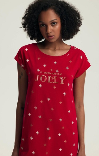 43720 Дамска коледна нощница Dotie Henderson - памук, къс ръкав