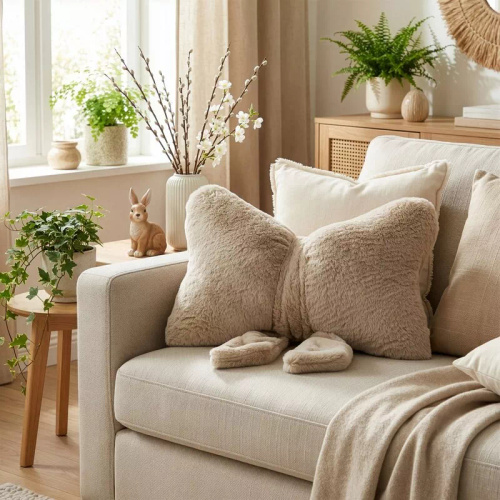 Eurofirany Wiosna 135 – декоративна възглавница 37x10x30 с панделка beige