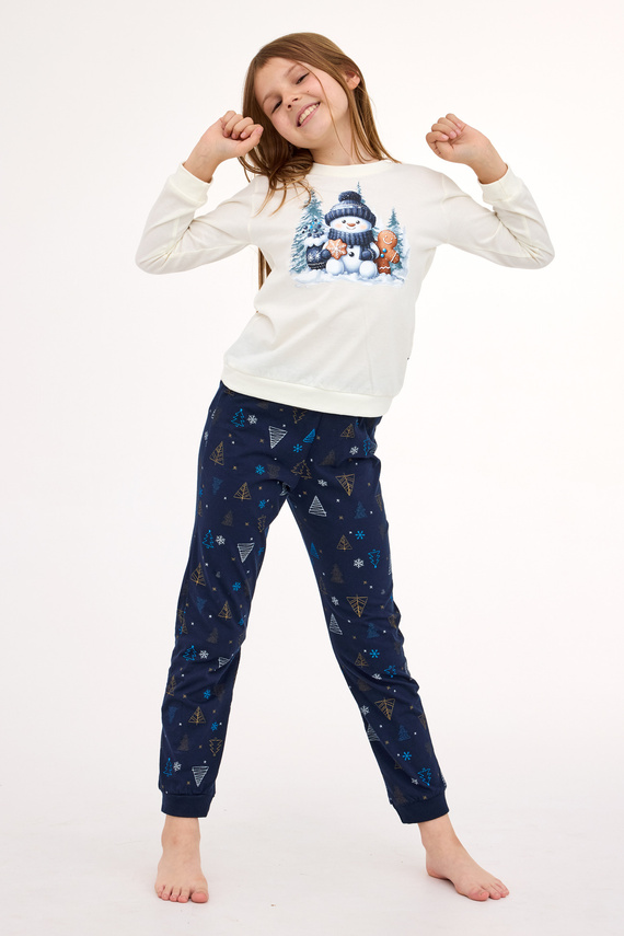 977/189 978/189 Памучна пижама за момичета Snowy Day Cornette с дълъг ръкав | Топла и удобна